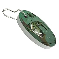 GRAPHICS & MORE Bass Fish Swimming in River Floating Keychain Oval Foam Fishing Boat Buoy Key Float