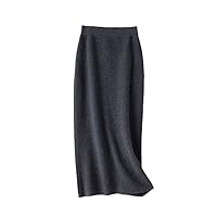 Winter Cashmere Knitted Long Skirts for Women Mid-Length High Waist A-Line Wool Bottoms Skirts