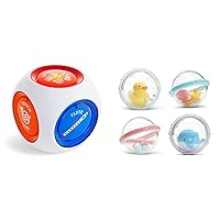 Munchkin® Mozart Magic® Cube Music Toy for Baby and Toddler - Includes 5 Instrument Sounds, 8 Mozart Songs and Lights & Float & Play Bubbles™ Baby and Toddler Bath Toy, 4 Count