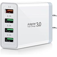 Fast Charge 3.0, Portable USB Wall Charger, iSeekerKit 4Ports USB Charger Block Power Adapter Charger Brick Plug Compatible with Samsung Galaxy S23 S22, iPhone 14 13, iPad,LG, HTC,Google Pixel 7