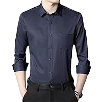 Long Sleeve Shirt Solid Color Business Casual Shirt Men's Workwear Korean Slim Fit Formal Shirt