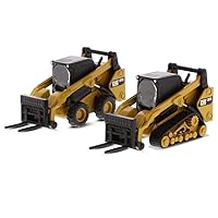 Diecast Masters 1:64 Scale Caterpillar 272D2 Skid Steer Loader & 297D2 Compact Track Loader & Attachment Accessories, Play & Collect Series Collectible Cat Trucks & Construction Equipment, Model 85693