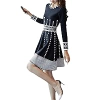 Knitted Dress Autumn and Winter Women's Mid-Length Waist-Tight Temperament Fashionable Small Black