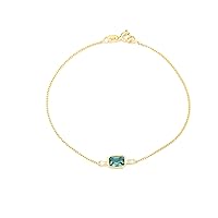 Emerald Bracelet, 14K Real Gold Emerald Bracelet, Minimalist Gold Emerald Bracelet, Dainty Custom Emerald Bracelet