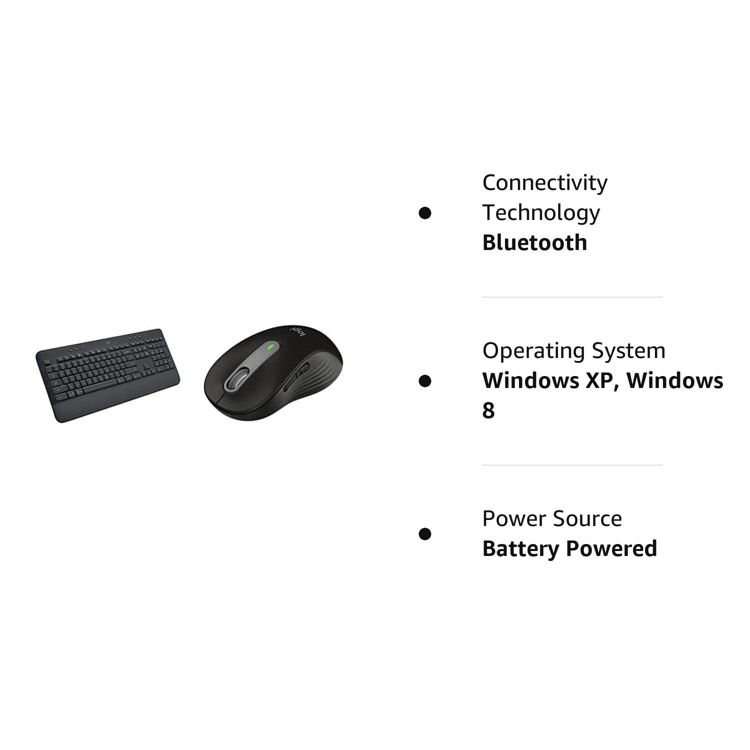 Logitech Signature K650 Comfort Full-Size Wireless Keyboard - Graphite Signature M650 L Full Size Wireless Mouse - Black