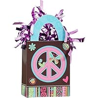 Amscan Girls Hippie Chick Mini Tote Bag Birthday Balloon Weight, 5.7 oz, Brown/Teal/Pink