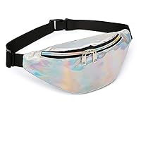 Women & Men Fanny Pack, Waist Bag, Hip Bum Bag with Adjustable Strap for Outdoors Workout Traveling Casual Running Hiking Cycling (Silver)