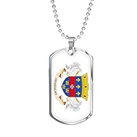 Express Your Love Gifts Saint Barthelemy Flag Necklace Stainless Steel or 18k Gold Dog Tag 24