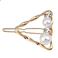 Geometric Classic Pearl Hairpin Women Diamond Long Hair Clips Temperament Hair Curlers (Triangle)