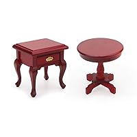 Miniature End Table & Round Side Tea Table Model for Dollhouse Acessories Coffe Table Living Room Scene Decoration