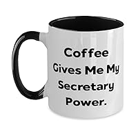 Funny Secretary Gifts, Coffee Gives Me My Secretary Power, Graduation Two Tone 11oz Mug For Secretary from Friends, Secretary Day, Boss gift, Thank you gift, Professional gift, Office gift