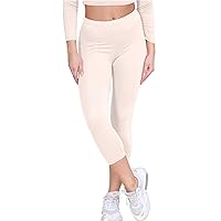 New Womens Plain Stretchy 3/4 Leggings Workout Tight Cropped Capri Active Pants