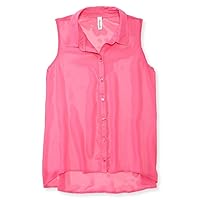 AEROPOSTALE Womens Sheer Solid Color Chiffon Woven Button Up Shirt