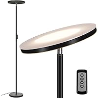 JOOFO Floor Lamp,30W/2400LM Sky LED Modern Torchiere 3 Color Temperatures Super Bright Floor Lamps-Tall Standing Pole Light with Remote & Touch Control for Living Room,Bed Room,Office (Black-Gold)
