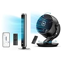 Dreo Tower Fan Plus Portable Table Fan – Smart Voice Control, Quiet DC Cooling, Wide Oscillation, Energy Saving Modes
