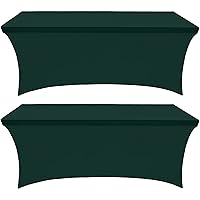 Utopia Kitchen Spandex Tablecloth 2 Pack [6FT, Hunter Green] Tight, Fitted, Washable and Wrinkle Resistant Stretch Rectangular Patio Table Cover for Event, Wedding & Parties [72Lx30Wx30H Inch]