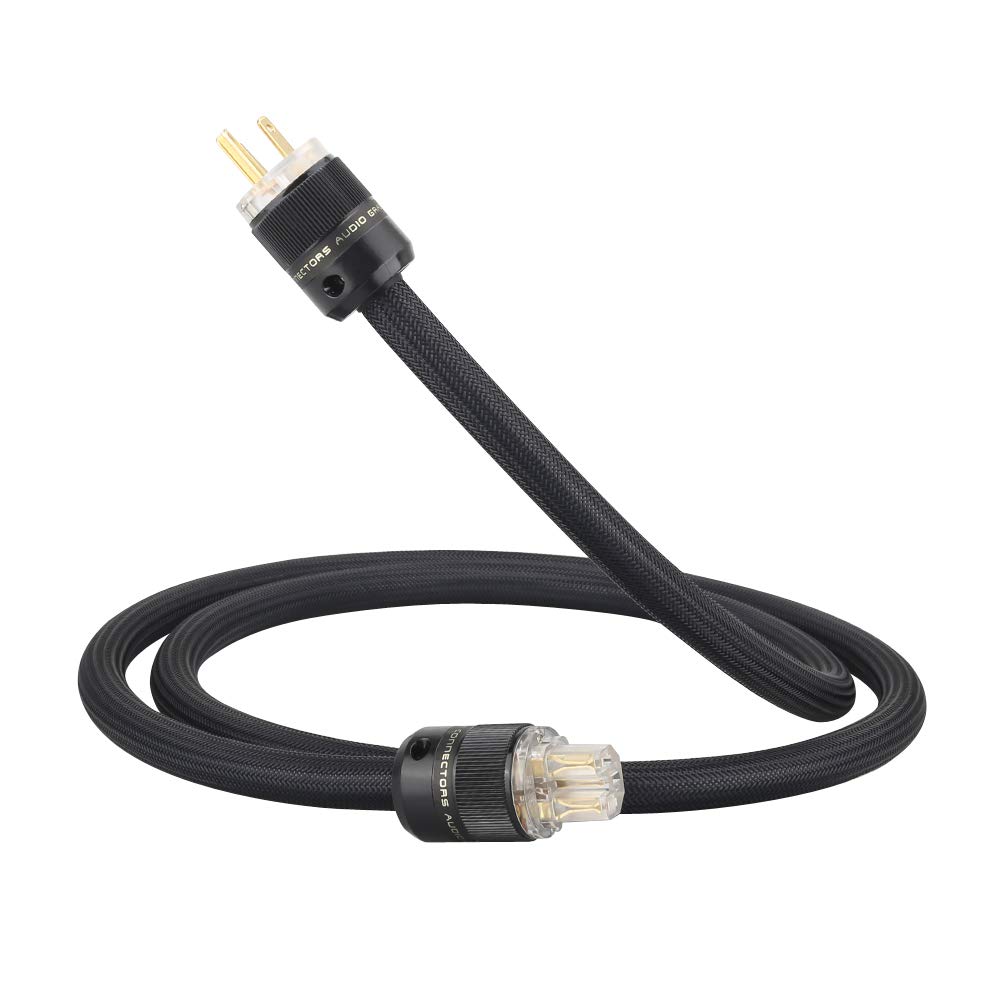 Audiocrast HiFi Power Cable with Copper Shielding, Hi-End Braided Sleeve Amplifier 10AWG Power Cord OD 17MM, AC Audiophile Cable with Gold US Plug+...
