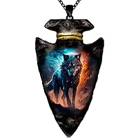 Fire and Ice Wolf Scout Lookout Arrowhead Necklace
