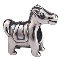 Adabele 1pc Cute Authentic 925 Sterling Silver Hypoallergenic Horse Charm Pet Animal Bead Compatible with Pandora All Other Charm Bracelet Necklace EC478