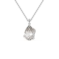 Certified Solitaire Pendant in 18K White/Yellow/Rose Gold with 0.05 Ct Round Natural Diamond & 5 Ct Pear Moissanite Solitaire Diamond & 18k Gold Chain Necklace for Wife, Mother, Sister, Girlfriend