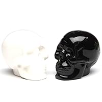 Pacific Giftware 1 X Black & White Ceramic Skull Salt & Pepper Shakers