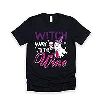 Witch Way to The Wine Funny Boo Ghost Drinking Wine Lover Halloween Tshirt