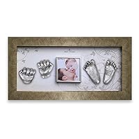 Momspresent Baby Hand Print and Foot Print Deluxe Casting kit with Gold Frame6 Silver