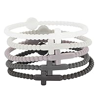 5 Pcs Colorful Silicone Cross Bracelets Religious Waterproof Bracelets set for Women Girls Men Boys Christian Catholic Birthday Gifts