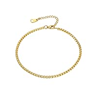 FindChic Stainless Steel Ankle Chain Bracelets for Women or Girls Cuban Curb/Figaro/Box Links Beach Foot Jewelry 8.5''-10.5'' Adjustable Anklet, with Jewelry Box