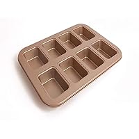 Golden Square 8-cup Mini Pound Cake Bread Mold Fernanxue Home Baking Mold (Size: 12.8 inches long x 10.4 inches wide x 1.4 inches high)