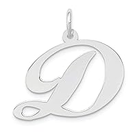 Solid 14k White Gold Large Fancy Script Initial Charm