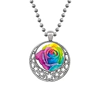 Beauty Gift Rainbow Gay Lesbian Flower LGBT Necklaces Pendant Retro Moon Stars Jewelry