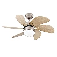Westinghouse Lighting 7224000 Turbo Swirl Indoor Ceiling Fan with Light, 30 Inch, Brushed Nickel