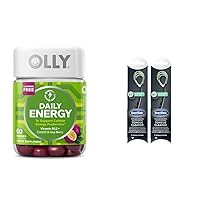 OLLY Daily Energy Gummy Vitamin B12 CoQ10 Goji Berry 60 Count + DenTek Tongue Cleaner Fresh Mint 2 Pack