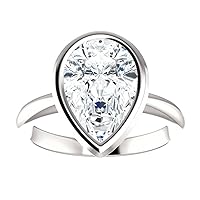 Siyaa Gems 3.50 CT Pear Moissanite Engagement Ring Wedding Eternity Band Vintage Solitaire Halo Setting Silver Jewelry Anniversary Promise Vintage Ring Gift