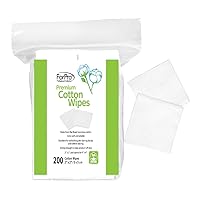 ForPro Premium Cotton Wipes, 100% Cotton, Extra-Soft, for Cosmetic, Nail, and Personal Care, 2” x 2”, 200-Count