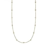 Allurez 14k Gold 36 inch Diamonds By The Inch Layered Station Necklace for Women in (1.50ct)