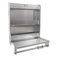 Extreme Max 5001.6049 Aluminum Work Station Storage Cabinet w/ Flip-Out Work Tray & Paper Towel Rack Organizer for Enclosed Race Trailer, Shop, Garage, Storage,Silver