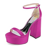 XYD Women's Elegant Platform Open Toe Ankle Strappy Sandals Chunky High Heels Pumps Prom Event Shoes