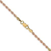 14 kt Tri Color Gold Bright Cut Rope Chain Lobster Clasp 22 Inches x 2.5 mm