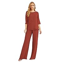 Numbersea Chiffon Mother of The Bride Dress Plus Size Pant Suits Ruffle Layers