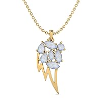 MOONEYE 3.24 Cts Marquise Shape Moonstone Gemstone leaf design Pendant Chain Necklace in 925 Sterling Silver