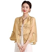 Spring Summer Shirt Top Chinese Retro Elegant Lady Blouse Female