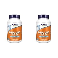 NOW Supplements, DHA-250 with 125 EPA, Molecularly Distilled, Supports Brain Health*, 120 Softgels (Pack of 2)
