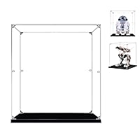 Display Case for Lego-75308/75335 - Clear Acrylic Display Box Compatible with [R2-D2/BD-1] (25x25x35cm / 9.8x9.8x13.8 inch)