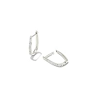 Kendra Scott Ellen Luxe Sterling Silver Huggie Earrings in White Sapphire, Fine Jewelry for Women