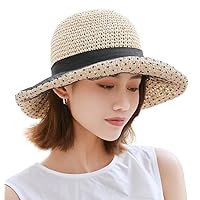 kanaelun Women's Straw Lace, Dot Hat, Hat, Solid, Braid, Macrame, Basic, One Size Fits Most