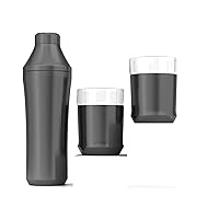 Elevated Craft Hybrid Cocktail Shaker + Hybrid Cocktail Glass - Home Bar Essential Bundle - Premium Vaccum Insulated Cocktail & Steel Base with Removable Glass Insert, Innovative Measuring System