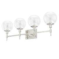 Hunter - Xidane 4-Light Brushed Nickel, Medium Size Vanity Light, Dimmable, Mid Century Modern Style, for Bedrooms, Kitchens, Foyers, Bathrooms - 19766