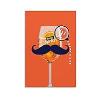 Funny Cocktail Canvas Print Decor Poster - Aperol Vintage Mustache Alcoholic Cocktail Art Mural Post Canvas Painting Wall Art Poster for Bedroom Living Room Decor 24x36inch(60x90cm) Unframe-style
